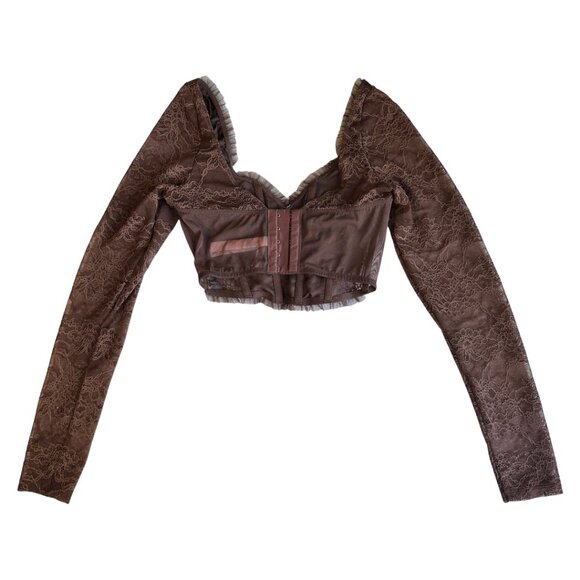 EUC! VS Dream Angels Brown Rhinestone Long Sleeve Corset Bra Top Size XS - Picture 8 of 13